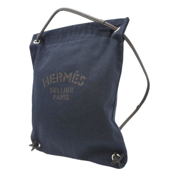 Hermes  Aline Grooming Swift Canvas Backpack Bag Navy Blue - Picture 6 of 16